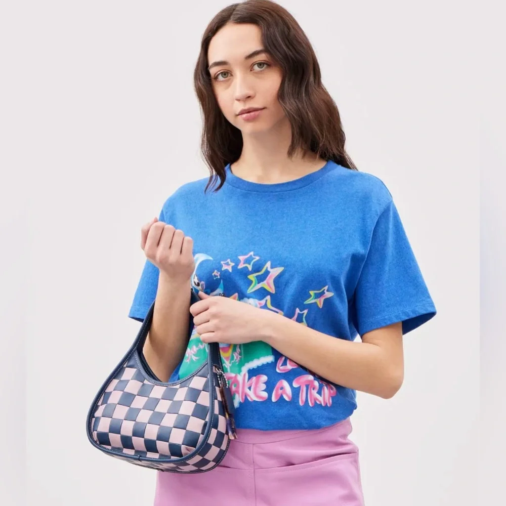 Coachtopia Ergo Handbag In Upcrafted Checkerboard Leather Deep Blue/Ice Purple - Picture 11 of 11